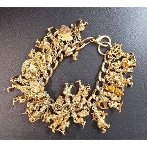 Disney Charm Bracelet Anniversary Donald Duck Gold Tone